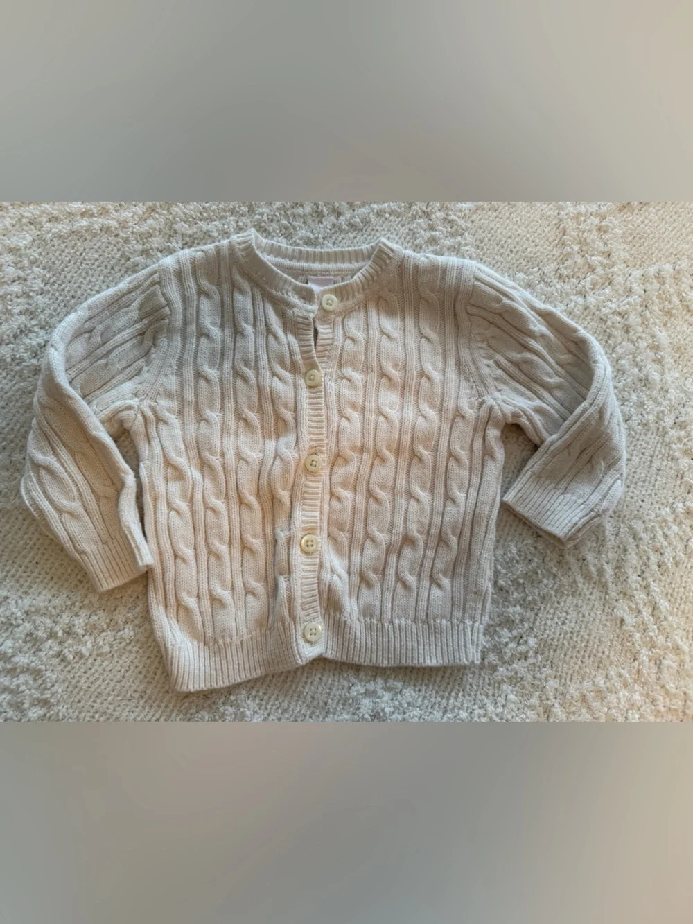 Baby Cable Knit Cardigan and Beanie Set - Cream